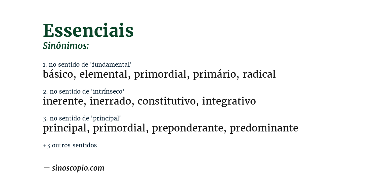 Sinônimo de essenciais