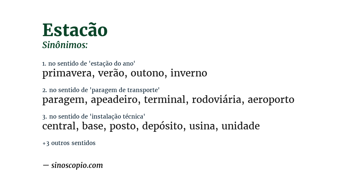 Sinônimo de estacão