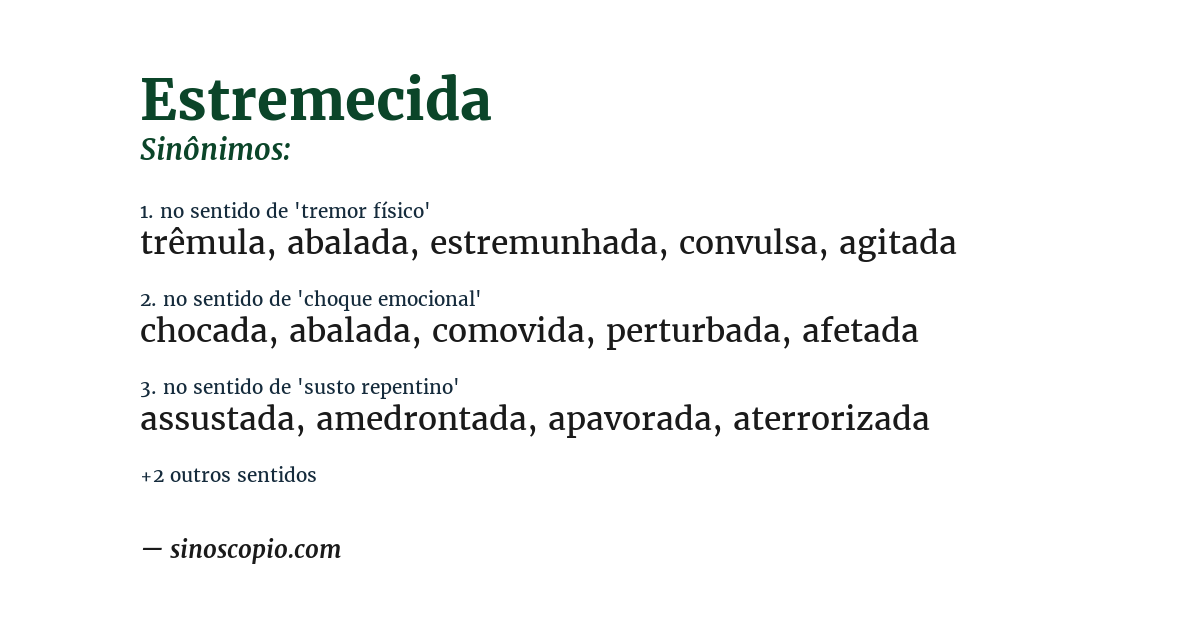 Sinônimo de estremecida