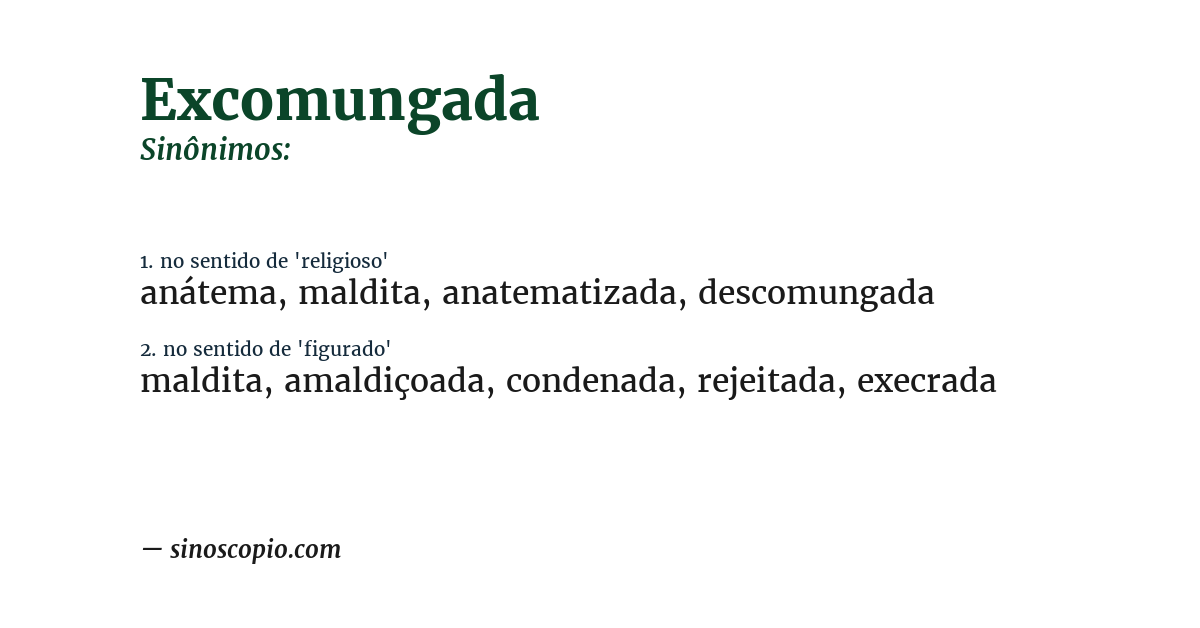 Sinônimo de excomungada