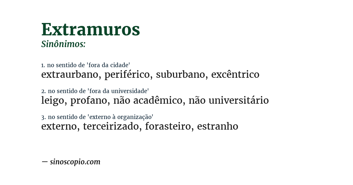 Sinônimo de extramuros