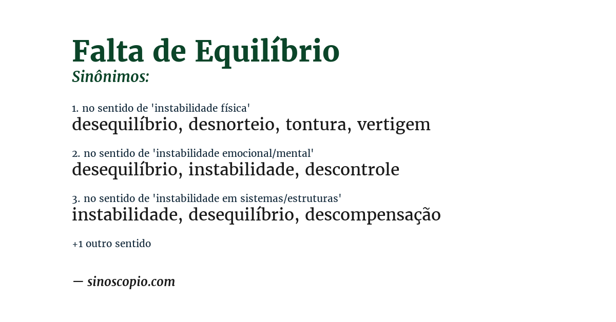 Sinônimo de falta de equilíbrio