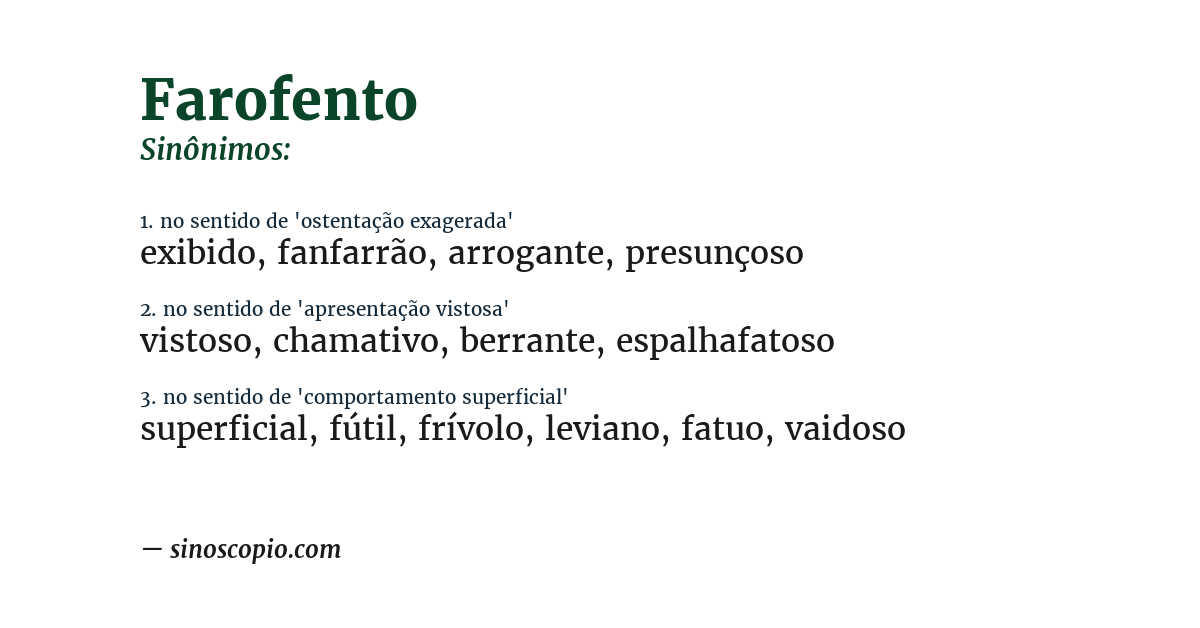 Sinônimo de farofento