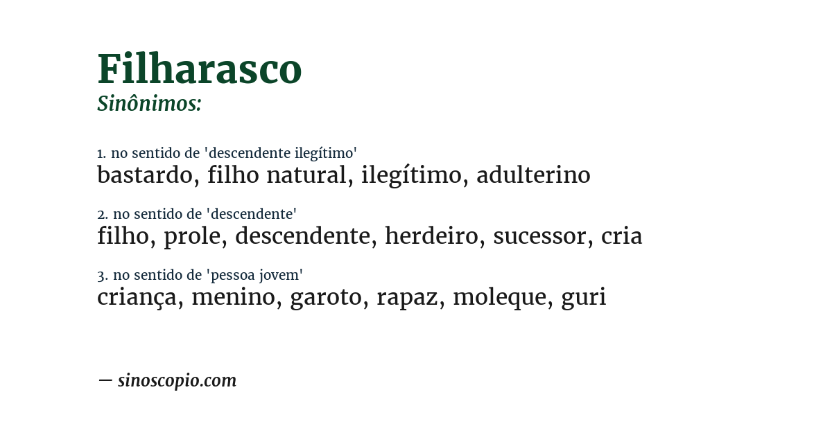 Sinônimo de filharasco