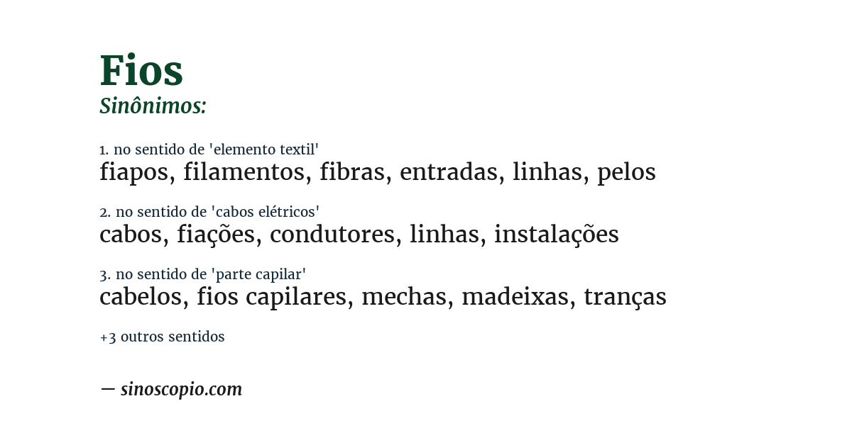 Sinônimo de fios