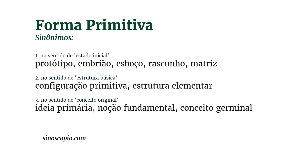 Sinônimo de forma primitiva