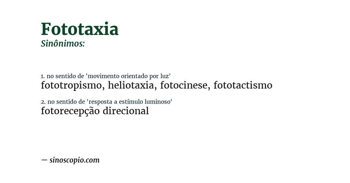 Sinônimo de fototaxia
