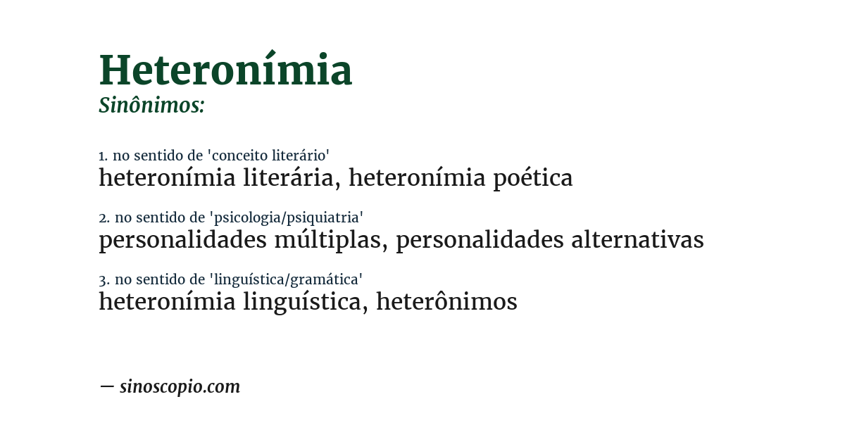 Sinônimo de heteronímia
