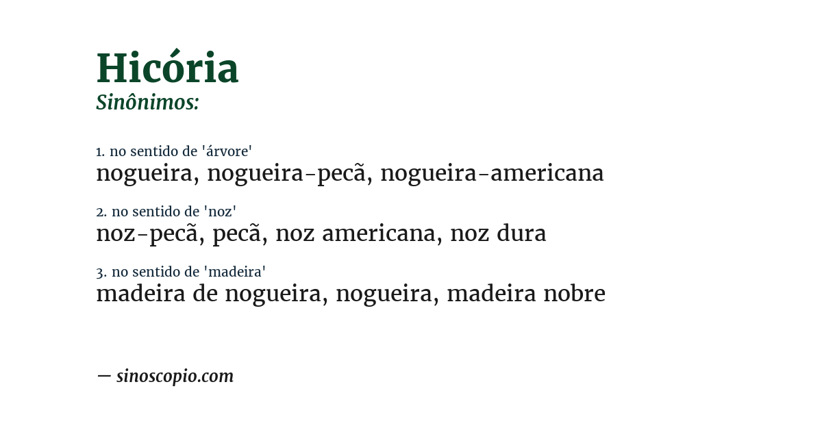 Sinônimo de hicória