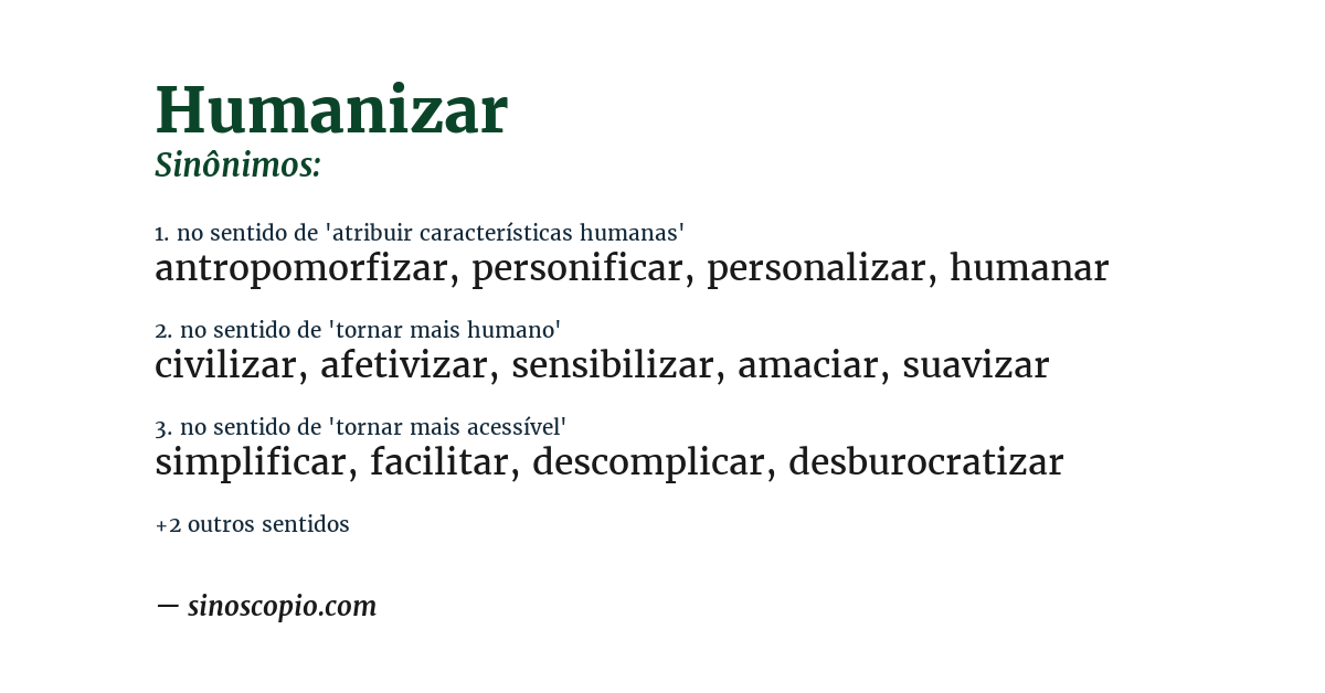 Sinônimo de humanizar