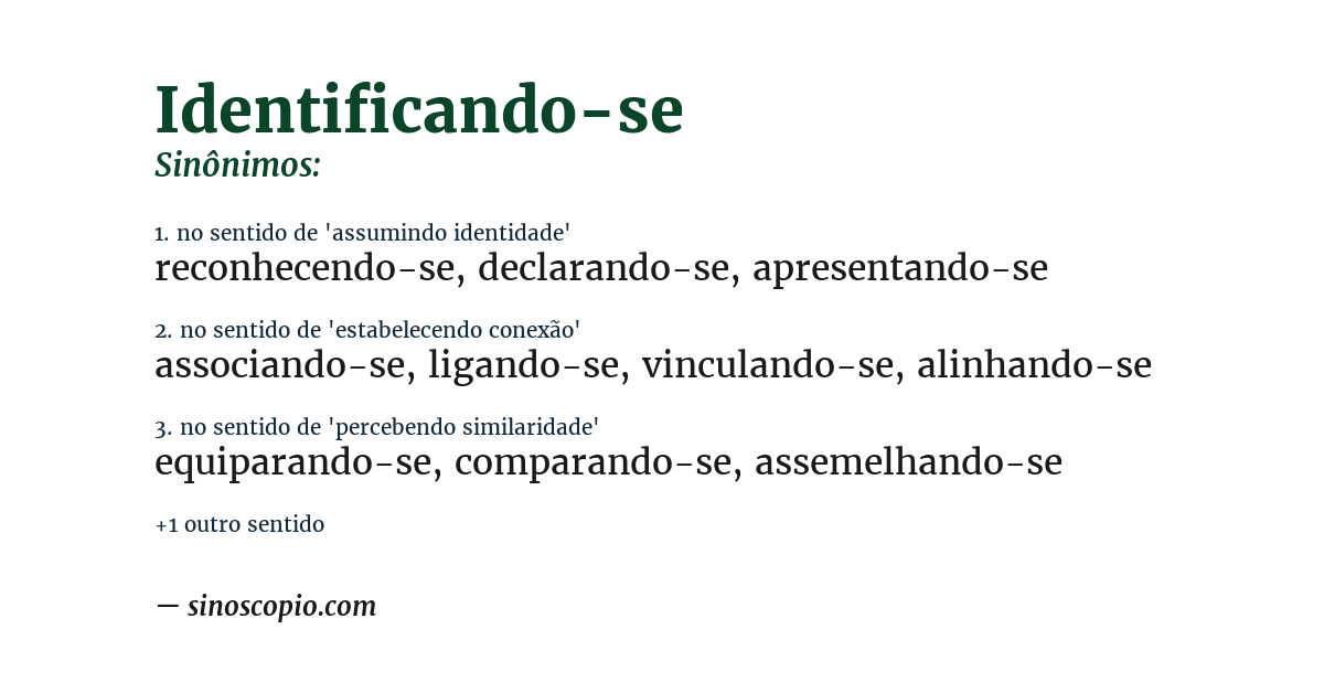 Sinônimo de identificando-se