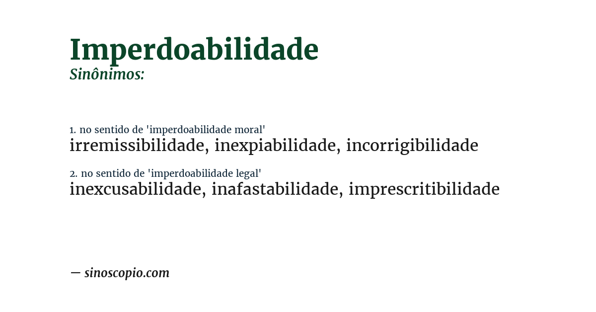 Sinônimo de imperdoabilidade