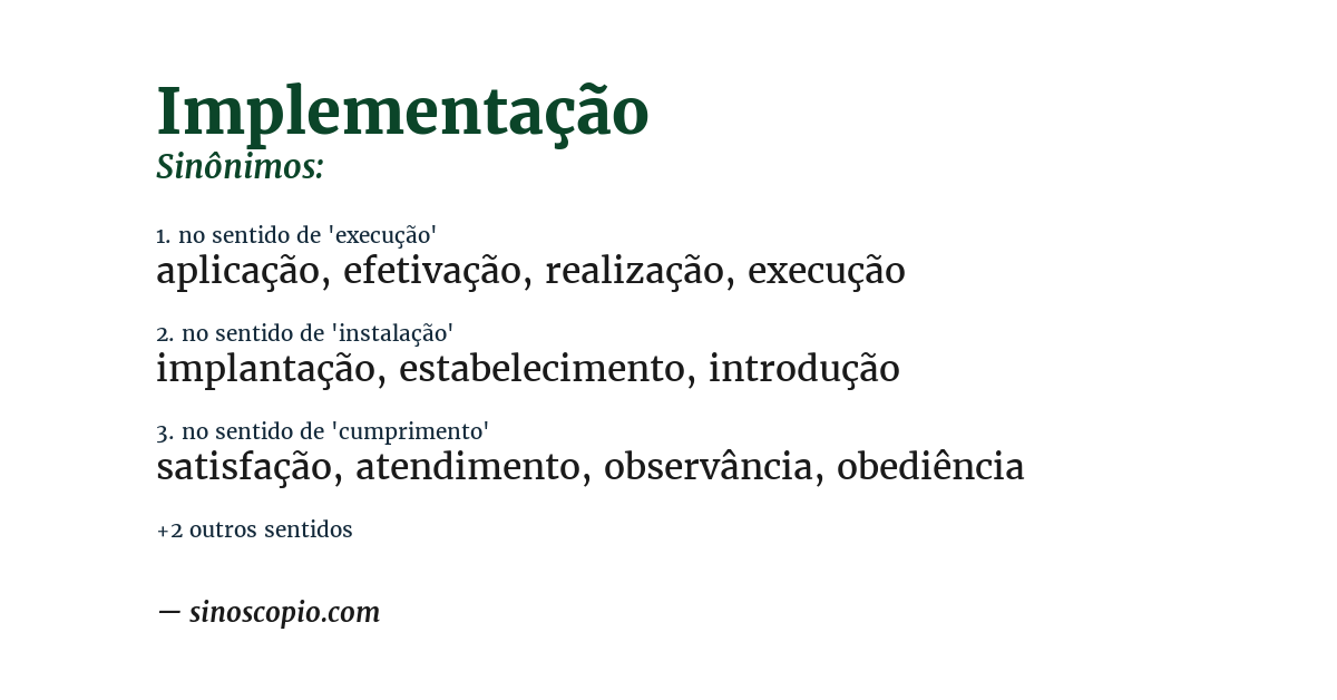 Sinônimo de implementação