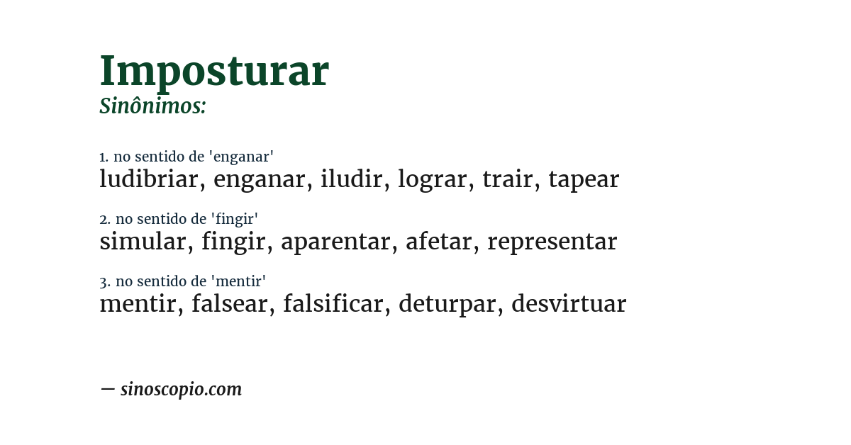 Sinônimo de imposturar