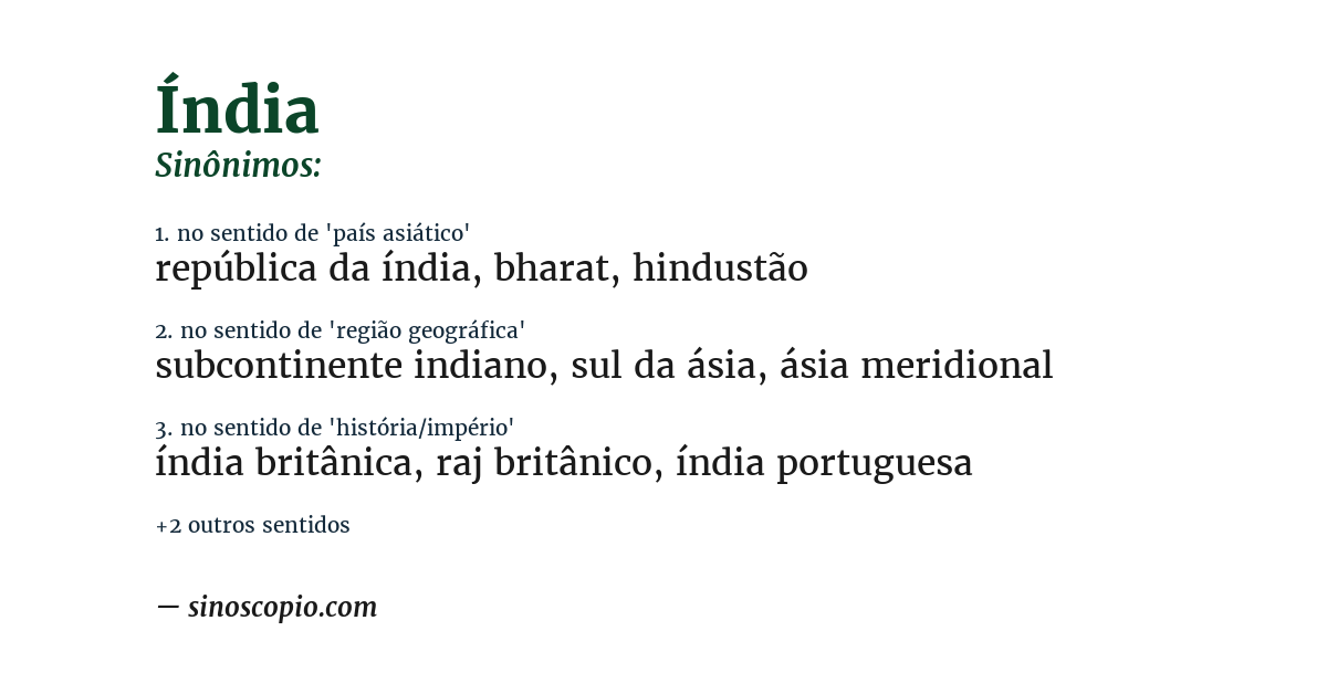 Sinônimo de índia