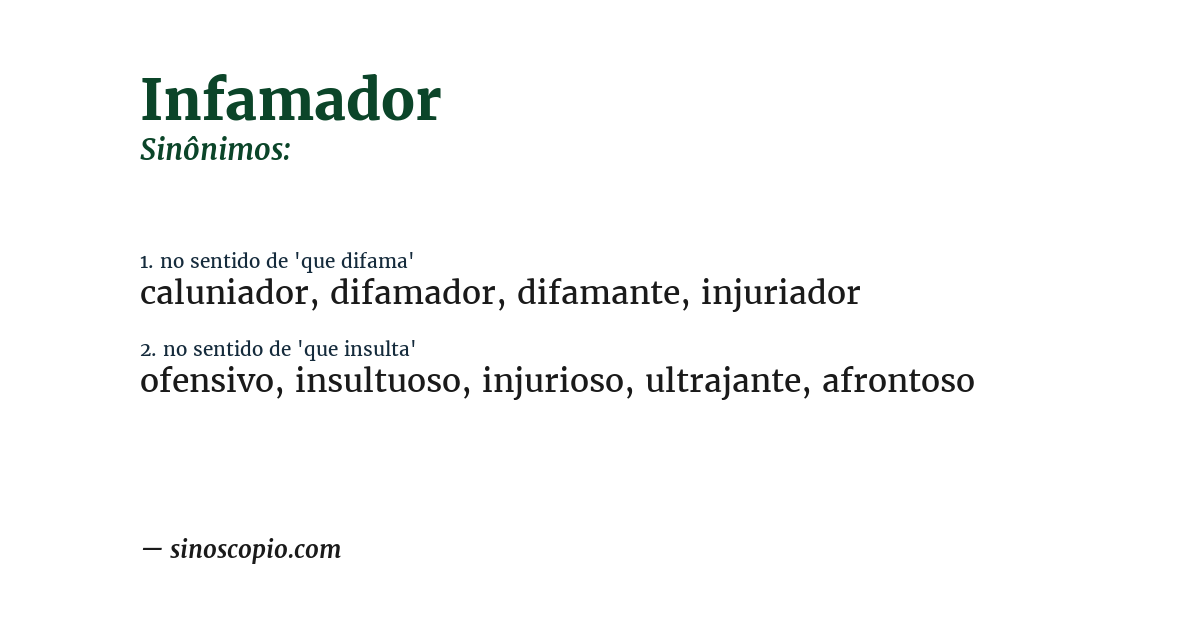 Sinônimo de infamador