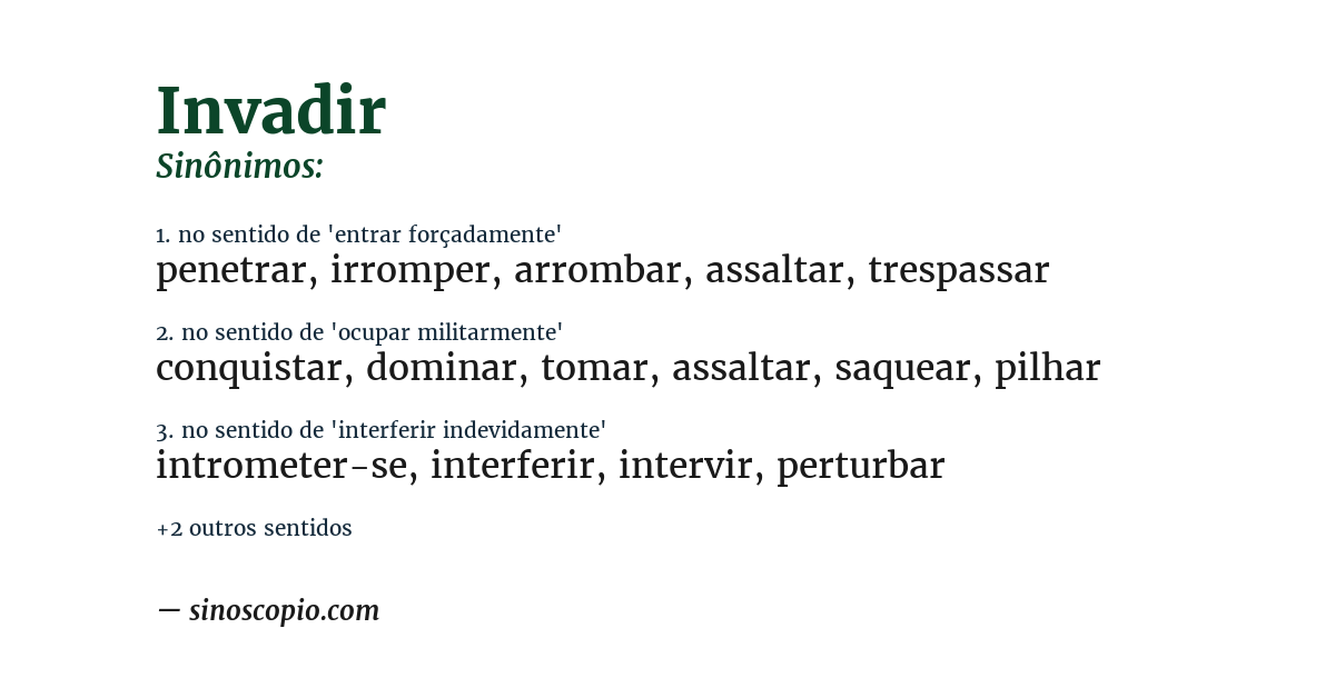 Sinônimo de invadir