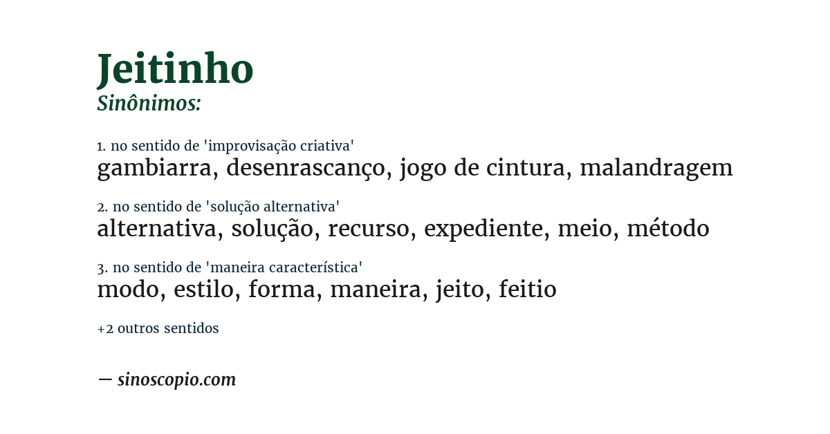 Sinônimo de jeitinho
