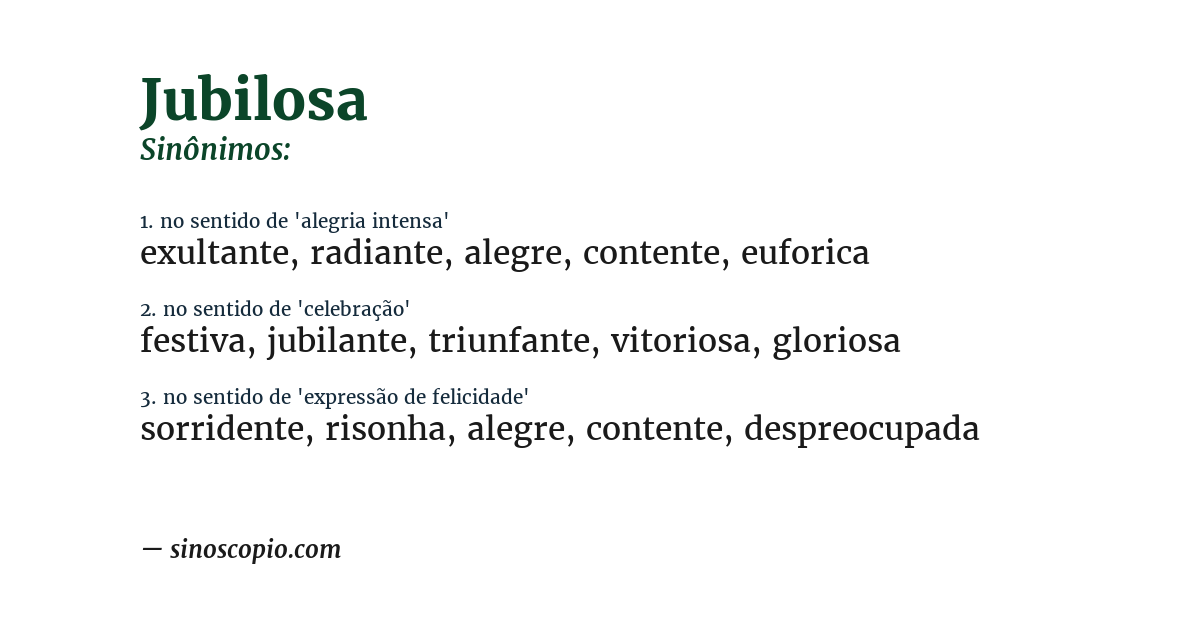 Sinônimo de jubilosa
