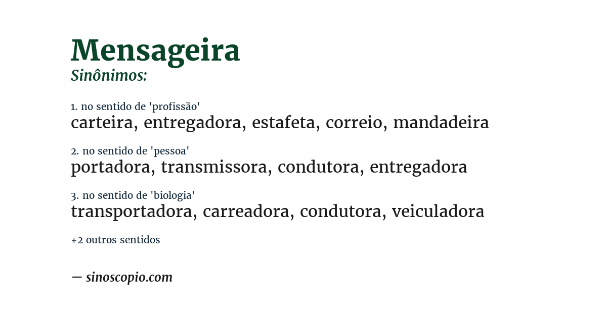 Sinônimo de mensageira