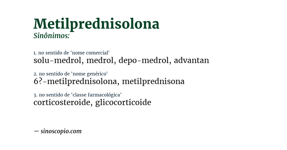 Sinônimo de metilprednisolona