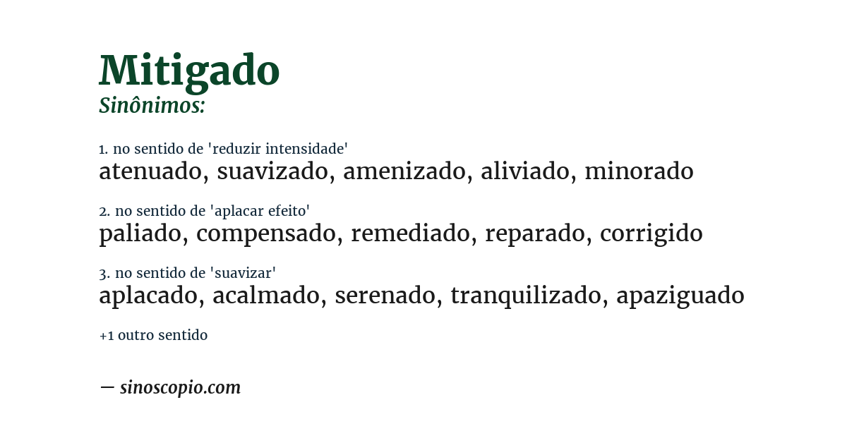 Sinônimo de mitigado