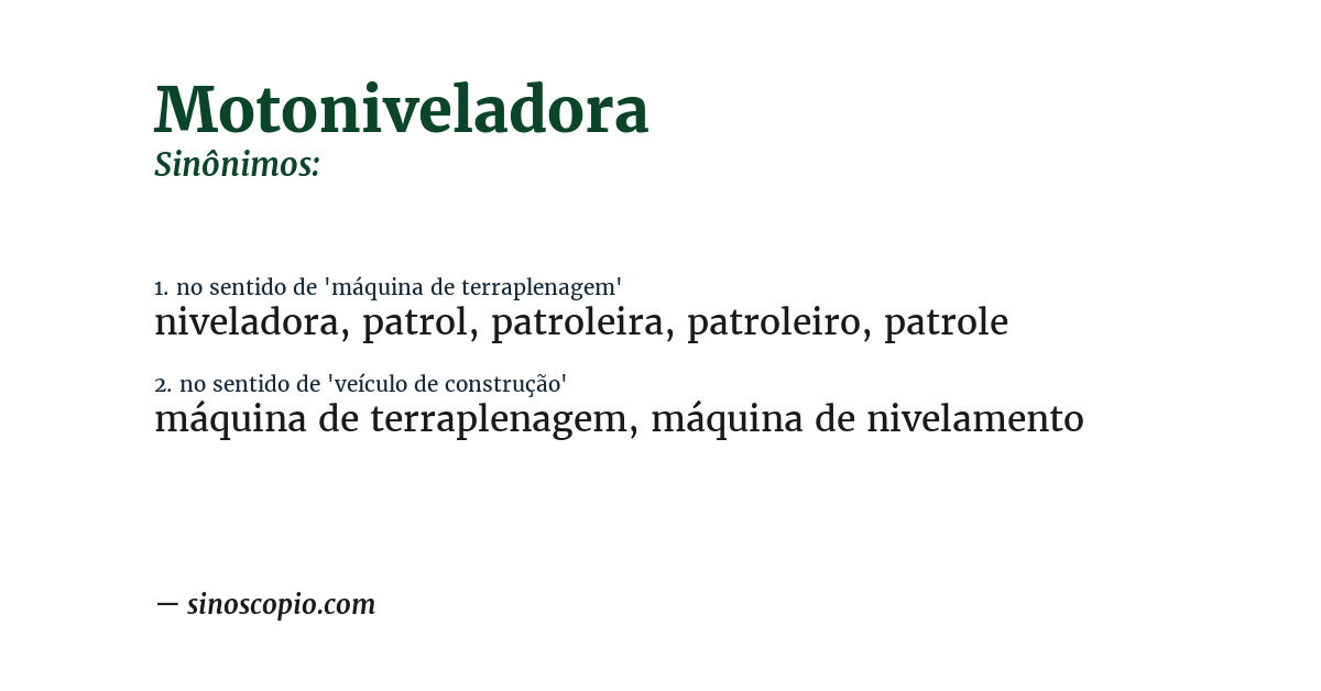 Sinônimo de motoniveladora