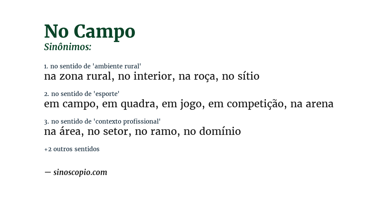 Sinônimo de no campo
