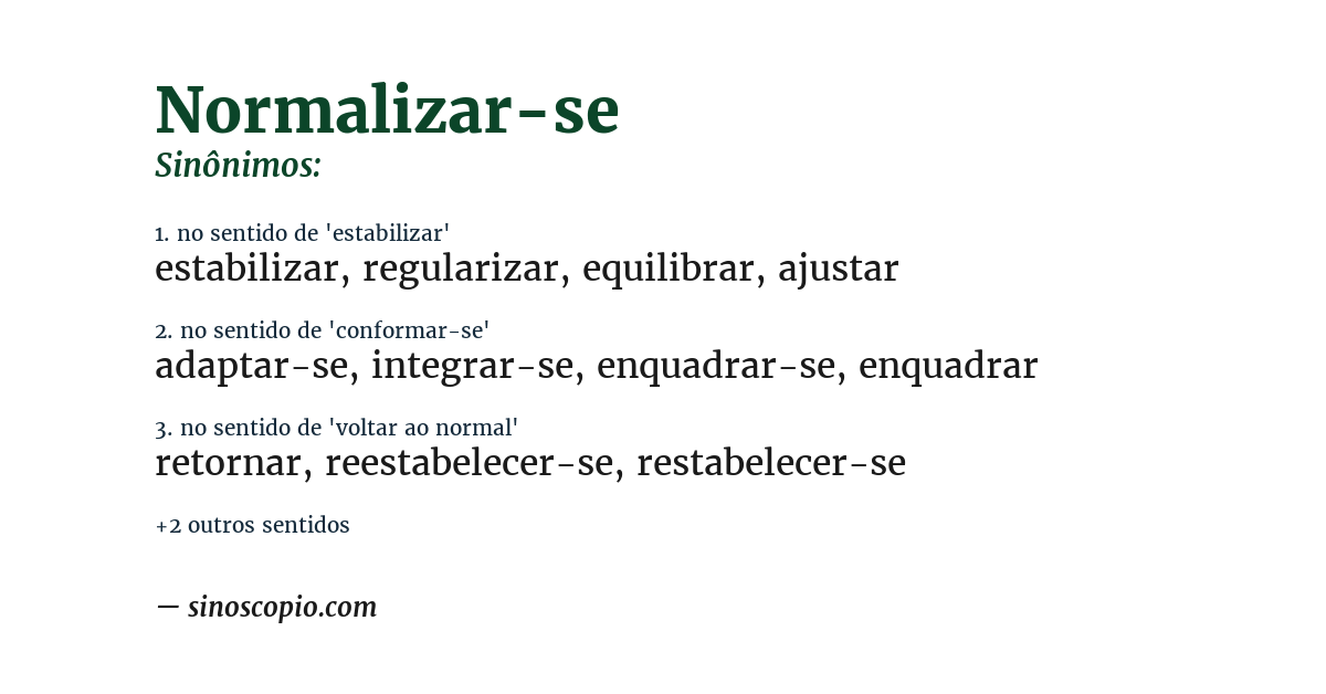 Sinônimo de normalizar-se