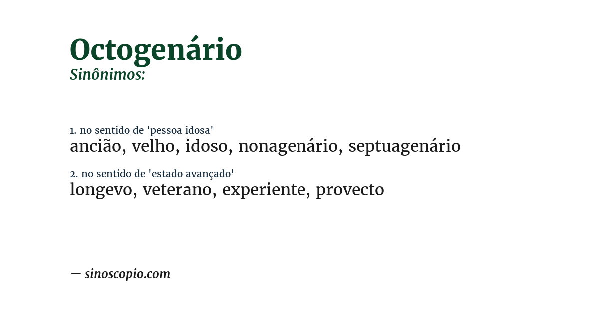 Sinônimo de octogenário