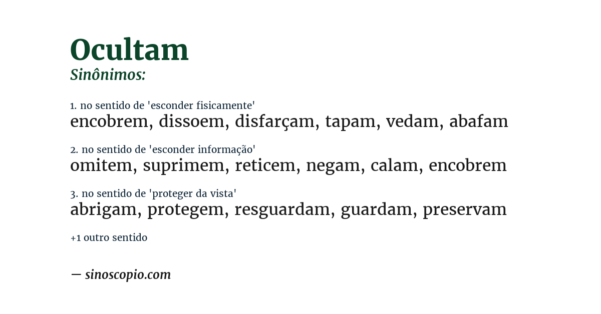 Sinônimo de ocultam