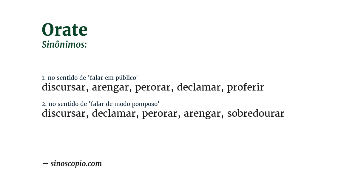 Sinônimo de orate