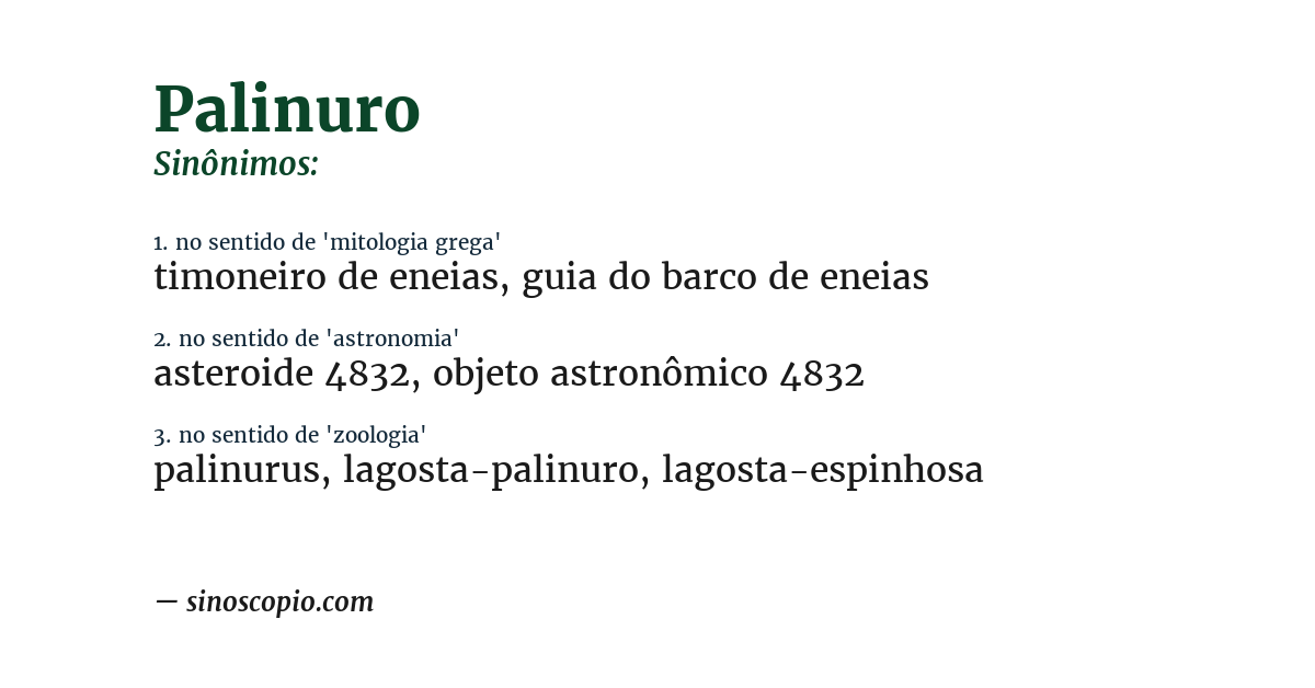 Sinônimo de palinuro