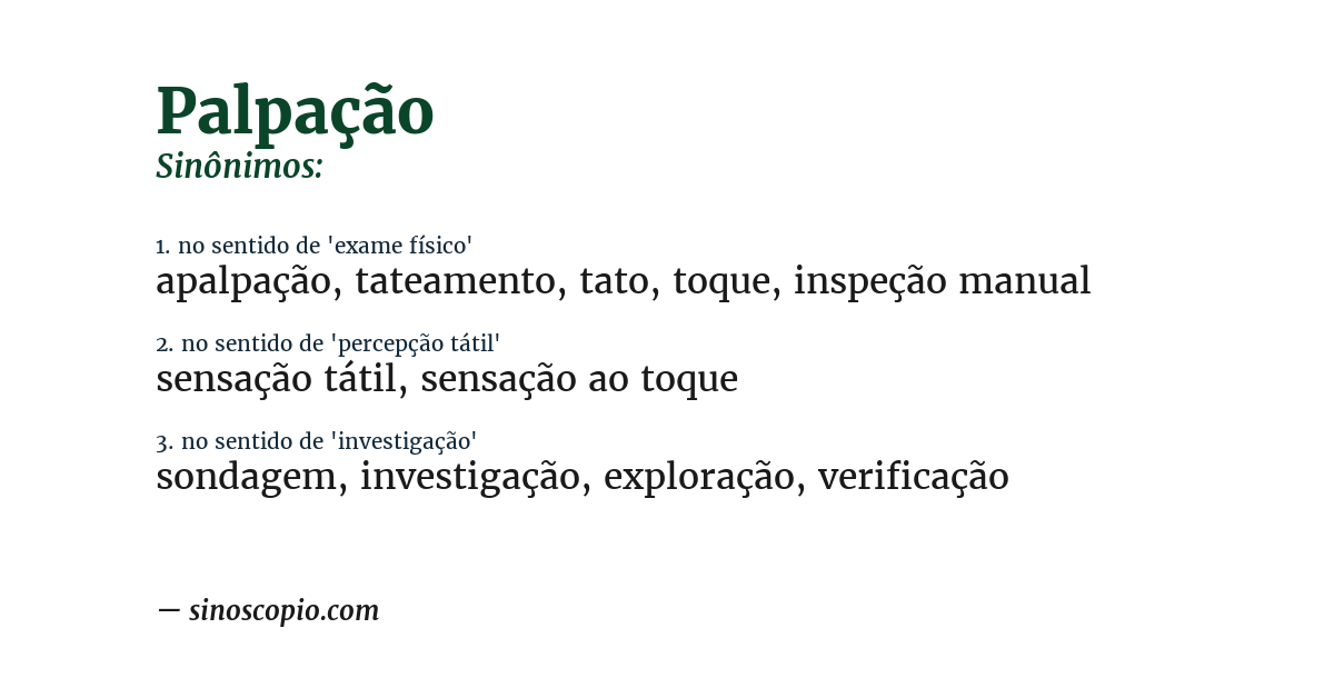 Sinônimo de palpação