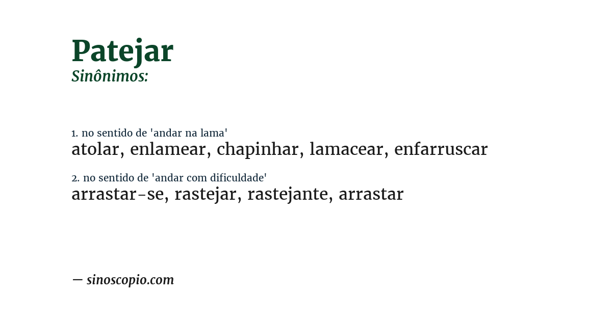 Sinônimo de patejar