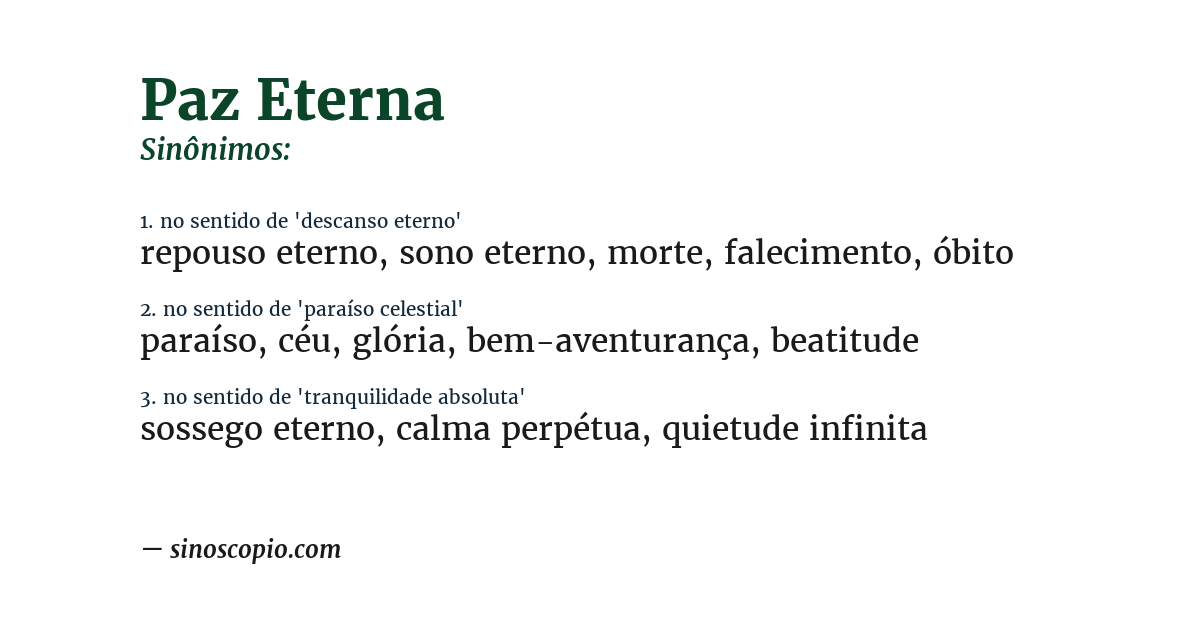 Sinônimo de paz eterna