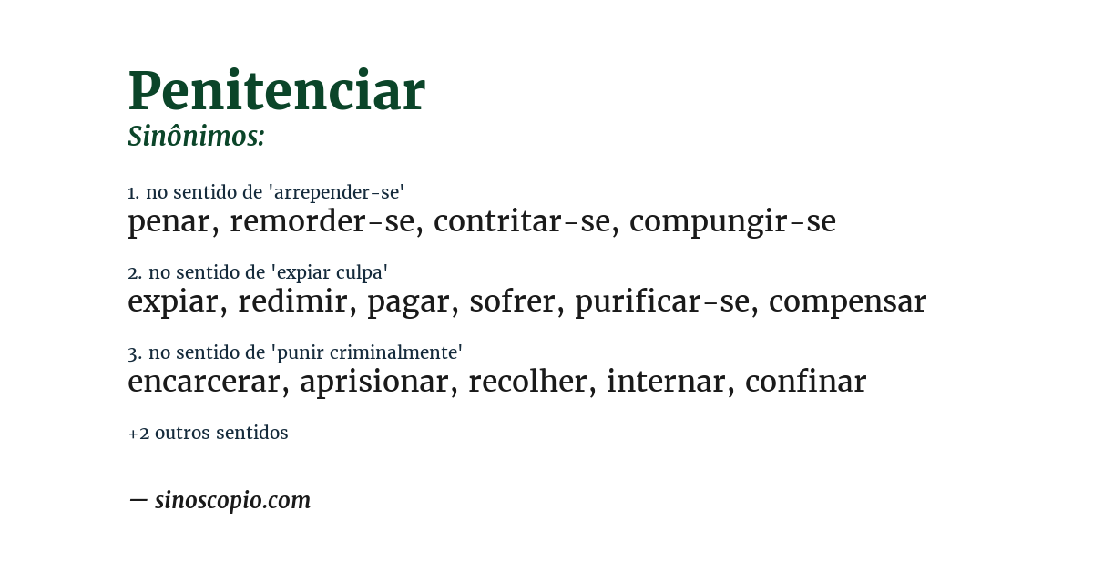Sinônimo de penitenciar