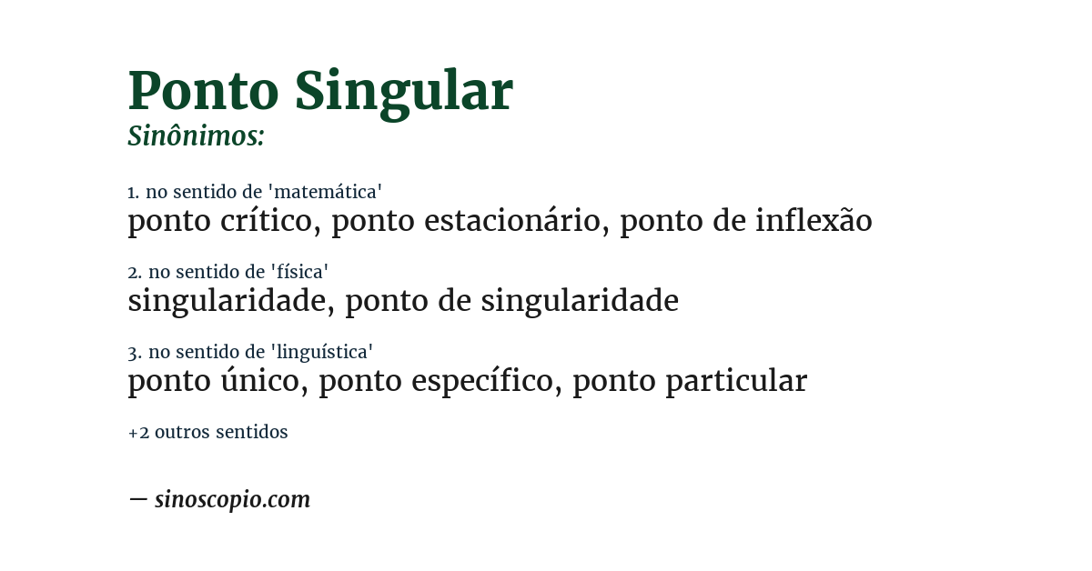 Sinônimo de ponto singular