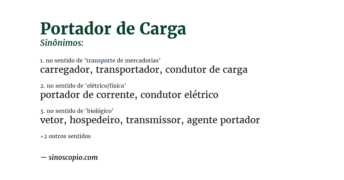 Sinônimo de portador de carga