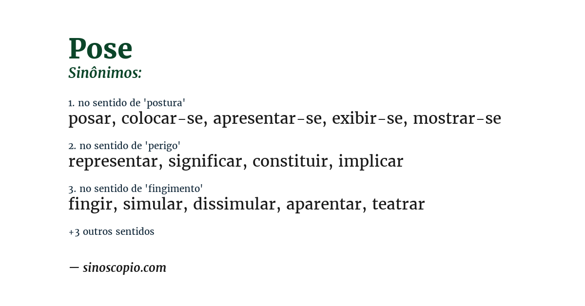 Sinônimo de pose