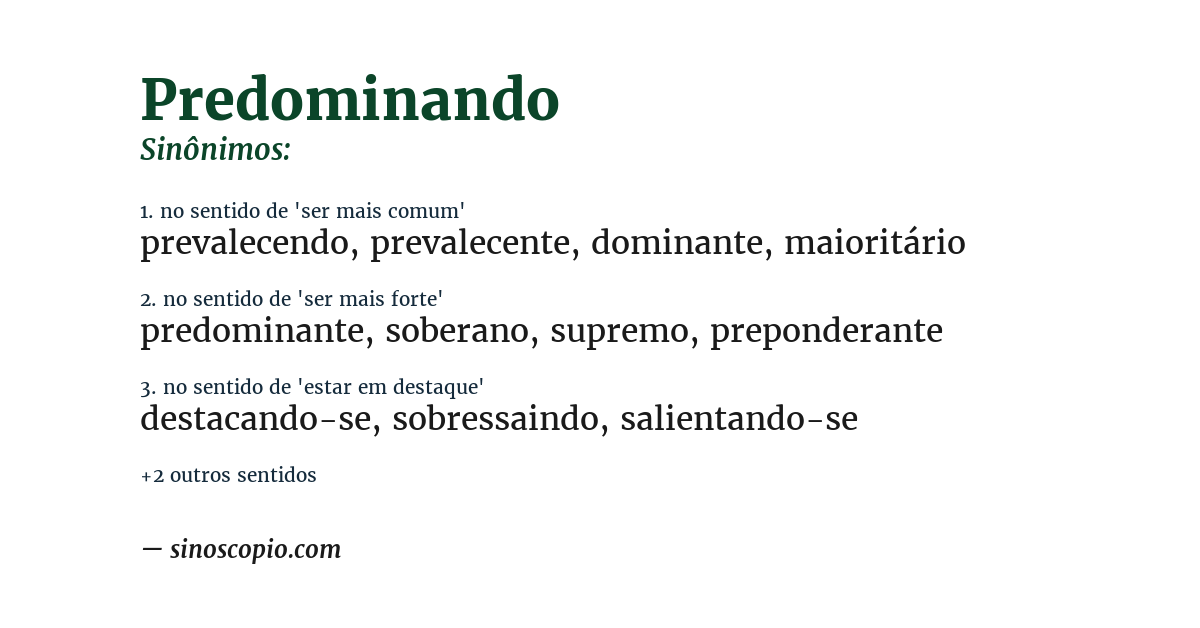 Sinônimo de predominando