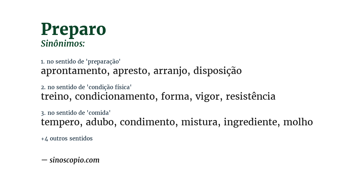 Sinônimo de preparo