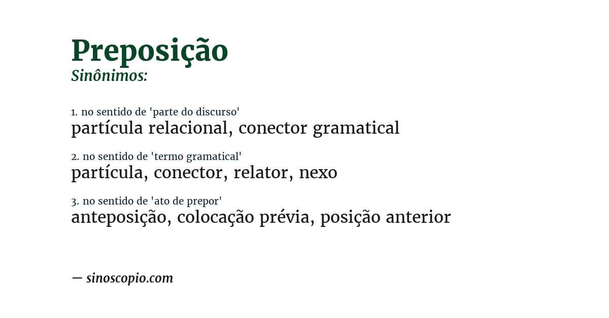 Sinônimo de preposição