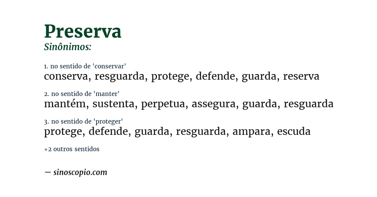 Sinônimo de preserva