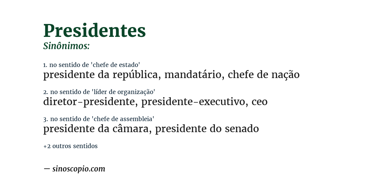 Sinônimo de presidentes