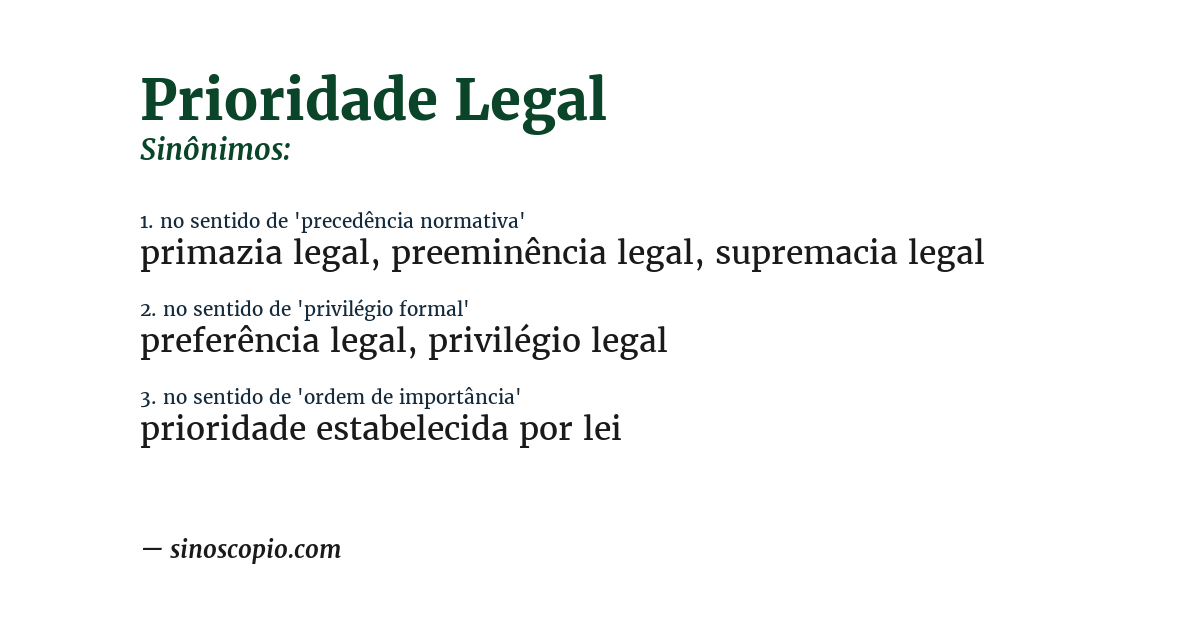 Sinônimo de prioridade legal