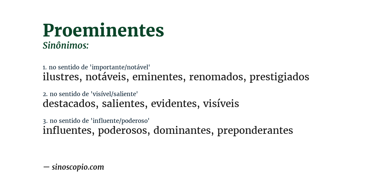 Sinônimo de proeminentes