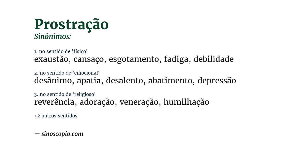Sinônimo de prostração