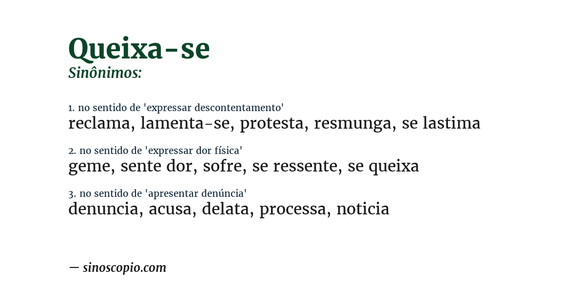 Sinônimo de queixa-se