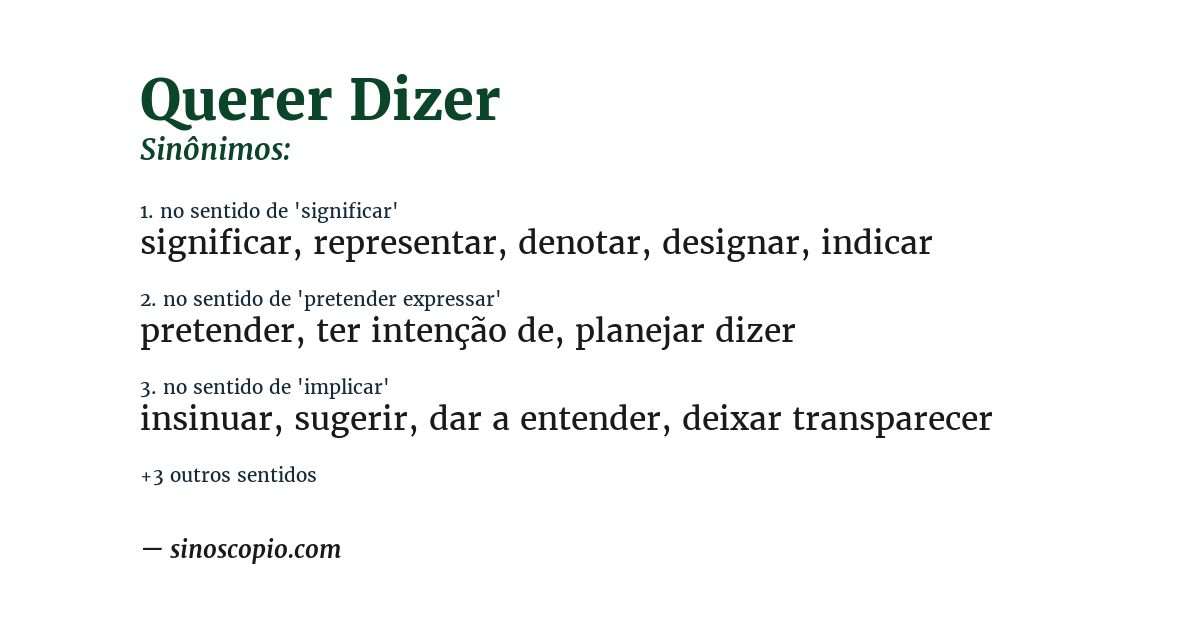 Sinônimo de querer dizer